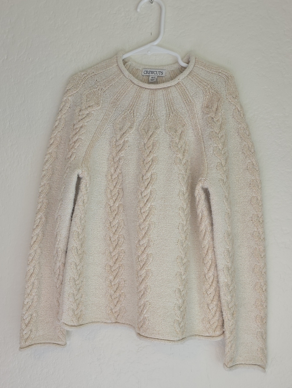 Crewcuts Girls Cable Knit Sweater With Gold Metallic Flecks